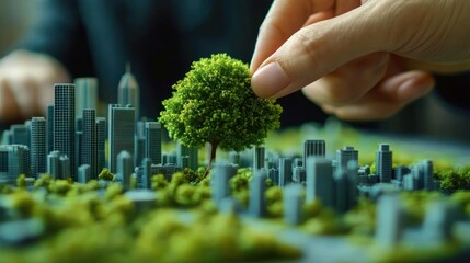 Sustainable Green City Concept Model with Eco Friendly Buildings and Trees for Urban Planning and Environmental Conservation