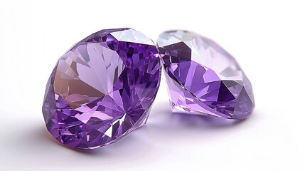 luxurious amethyst gemstones on white background photorealistic high resolution