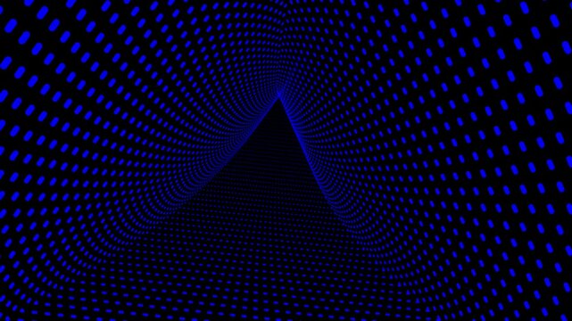 Animated 4k Looped Dark Blue Triangle Particle Tunnel- Optical Illusion