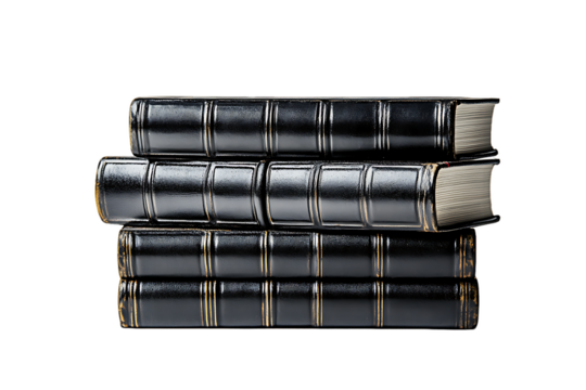 Stacked Vintage Leather-Bound Books