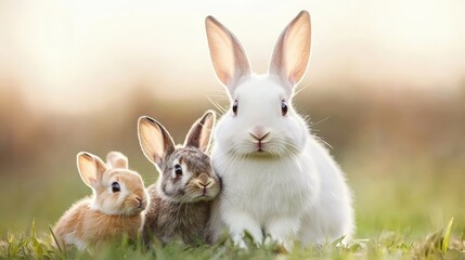 Obraz premium Easter bunny with baby animals creating chaos in a nature setting gigapixel quality view