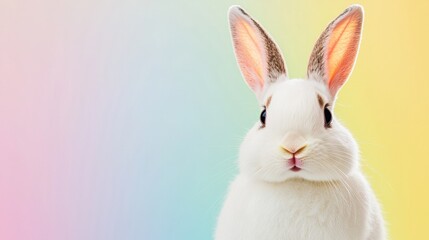 Obraz premium Easter bunny in rainbow chaos springtime wonderland gigapixel quality whimsical environment playful viewpoint