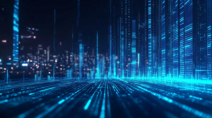 astarte.ai: Digital Light Beams &ndash; Futuristic Blue Data Network Background