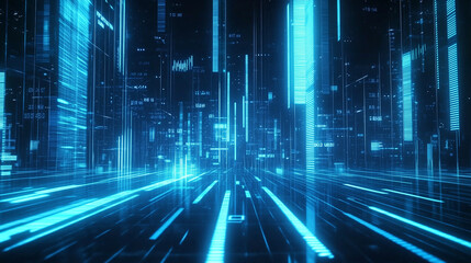 astarte.ai: Digital Light Beams &ndash; Futuristic Blue Data Network Background