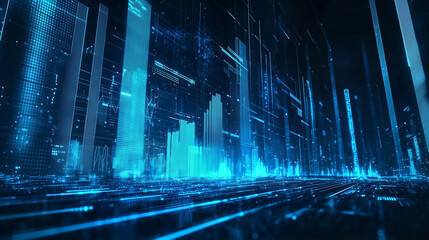 astarte.ai: Digital Light Beams &ndash; Futuristic Blue Data Network Background