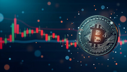 Obraz premium Explore an innovative photographic concept that captures the trade war's impact on cryptocurrency markets, highlighting digital asset volatility and regulatory challenges.