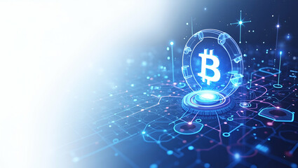 Sleek Flat Contemporary Wallpaper Design: Abstract Digital Grids & Blockchain Icons for Innovative Fintech Solutions & Corporate Branding in Secure Remittance