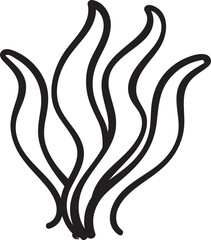 Obraz premium Cute Seaweed Cartoon Doodle Outline