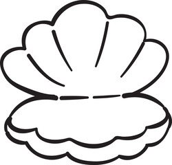 Cute Seashell Oyster Doodle Outline
