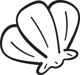 Cute Seashell Scallop Doodle Outline