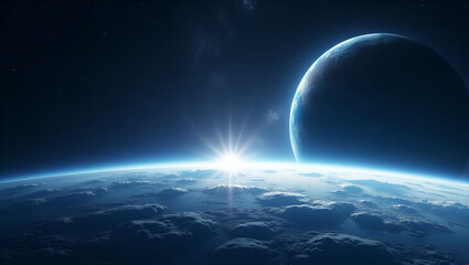 Futuristic Low Earth Orbit Tourism Wallpaper: Expansive Space Design with Celestial Panoramas and Advanced Travel Elements for Modern Aesthetics in Photo Stock