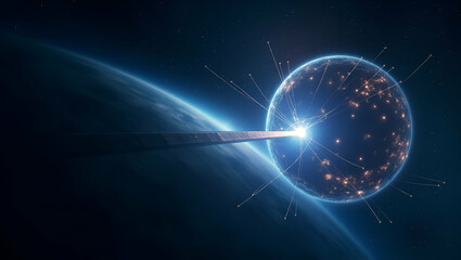 Obraz premium Elegant Space Station Wallpaper: Advanced Orbital Experiments & Microgravity Research Design with Extensive Negative Space for Next-Gen Cosmic Discovery