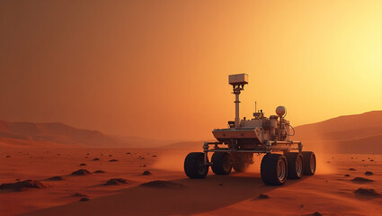 Modern Minimalist Wallpaper Design: Mars Rover Missions with Sleek Graphics, Expansive Space, and Innovative Robotic Exploration Themes for Photo Stock.