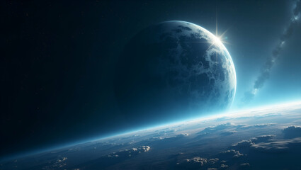 Futuristic Minimalist Wallpaper: Space Sustainability with Advanced Orbital Debris Management & Eco-Friendly Satellite Systems in a Cosmic Future