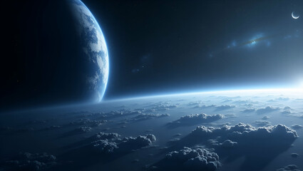 Explore a futuristic minimalist wallpaper design featuring a space station, showcasing advanced microgravity experiments and innovative life support systems in a vast empty space.