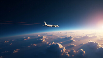 Fototapeta premium Explore minimalist wallpaper designs with abstract high-altitude visuals and dynamic motifs, perfect for showcasing aerospace innovation.
