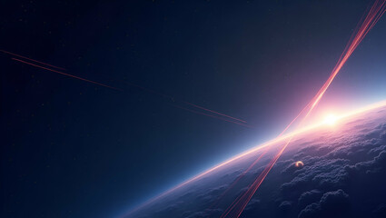 Minimalist wallpaper design featuring abstract cosmic gradients and geometric lines symbolizing low Earth orbit tourism advanced orbital experiences futuristic space travel innovative extraterrestrial