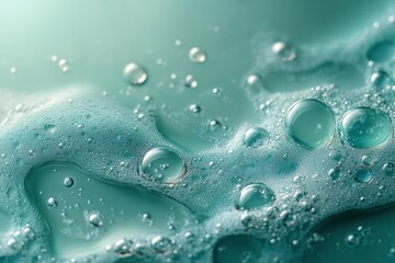 Abstract Macro Photography of Oil Bubbles in Water with Emerald and Teal Tones