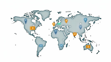 Obraz premium Flat Depicting modern stock visuals of cross border digital currency networks showcasing secure international digital payments advanced blockchain applications and transformative global fintech connec