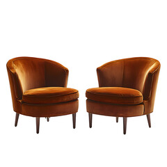 Corner Reading Chairs with Plush Upholstery Isolated on Transparent Background