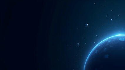 Fototapeta premium Contemporary Wallpaper Design: Abstract Interstellar Grids & Cosmic Icons for Astrophysics Branding - Space for Text Overlays & Digital Data Collection