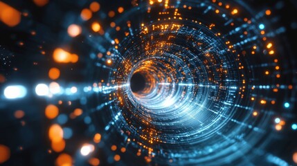 Obraz premium Abstract Digital Tunnel of Light and Data