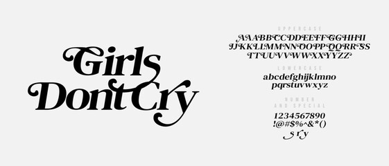 Elegant and Luxury Font. Uppercase, Lowercase and Number. Classic Lettering Designs. Handwriting Fashion Typography. Editable Vector Alphabet. Serif Font Concept.
