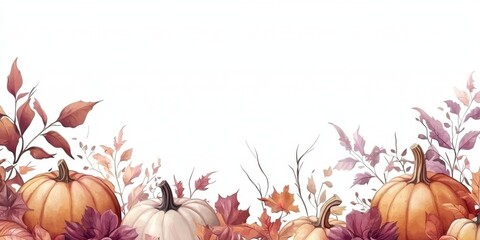 Halloween-themed watercolor designs showcasing vibrant pumpkins and floral elements.