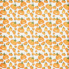 Pumpkin lantern vector, halloween seamless repeat pattern design background, gift wrap paper