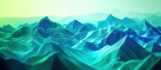 Abstract teal mountain range with a low-poly aesthetic