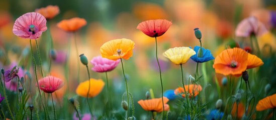 Obraz premium Colorful Poppies Bloom Meadow Field