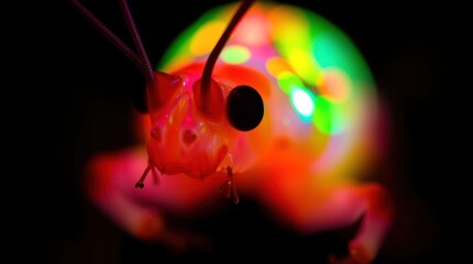 Fototapeta premium Vibrant Glowing Insect Close-up with Colorful Light and Striking Detail