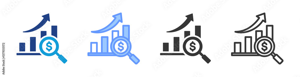 Poster profit analysis icon set multiple style collection