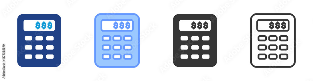 Poster Budgeting icon set multiple style collection