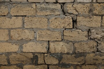Large crack in brick wall after strong earthquake