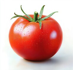 Ripe Red Tomato Hyper Realistic Close Up Painting Organic Fresh Isolated Vegetable