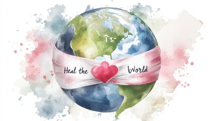 A symbolic representation of healing the world through compassion understanding and collaborative efforts to create a more harmonious and sustainable future for all