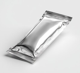 Metallic Stick Sachet Mockup Isolated on White Minimalist Design 3D Rendering
