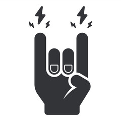 Hand making rock gesture. Black icon. Flat illustration.