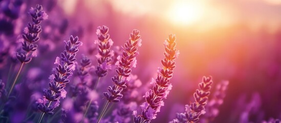 Obraz premium Sunset Lavender Field Bloom