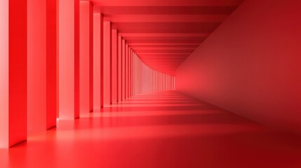 Obraz premium Abstract Red Architectural Tunnel