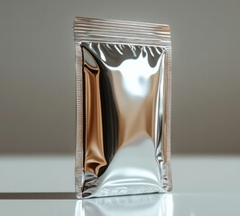 Photorealistic Metallic Stick Sachet Mockup Isolated on White Background for Food Packaging and Product Photography