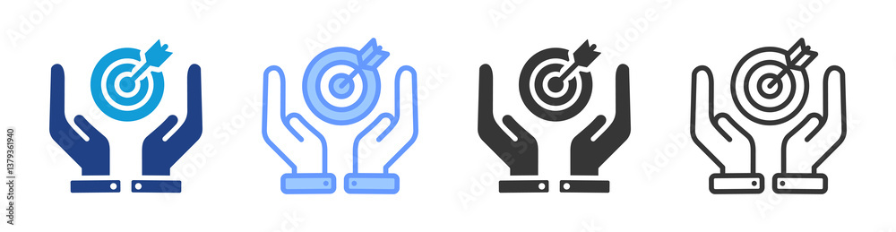Poster Objectivity icon set multiple style collection