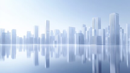 Fototapeta premium Modern City Skyline in a Misty Morning Light