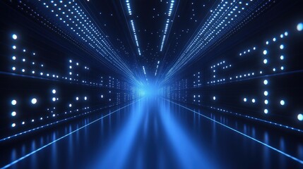 Futuristic Blue Light Tunnel