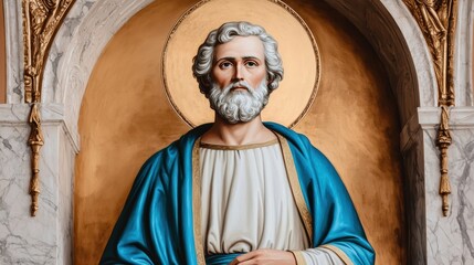 Fototapeta premium Saint joseph in artistic chaos a gigapixel painting experience in a divine setting