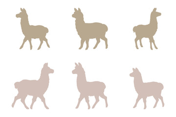 Obraz premium Llama Silhouette Icon Set Design