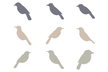 Magpie Robin Silhouette Icon Set