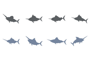 Marlin Silhouette Icon Set Design