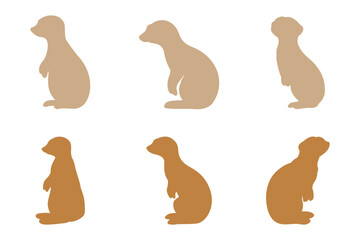 Meerkat Silhouette Icon Set Design